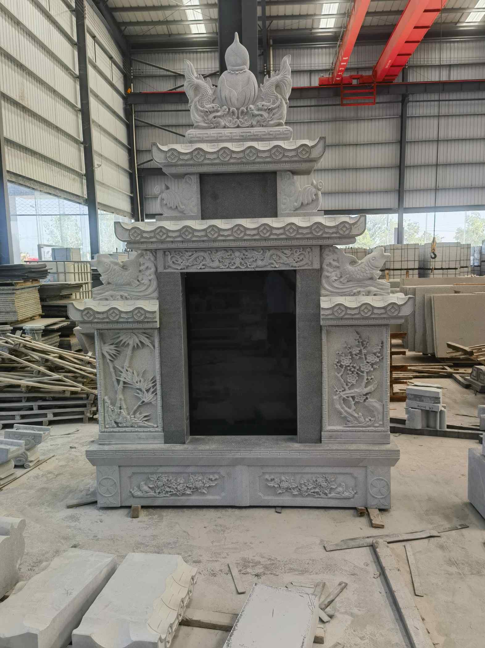 甘肃 芝麻灰高档墓碑、土墓，一套也支持定做