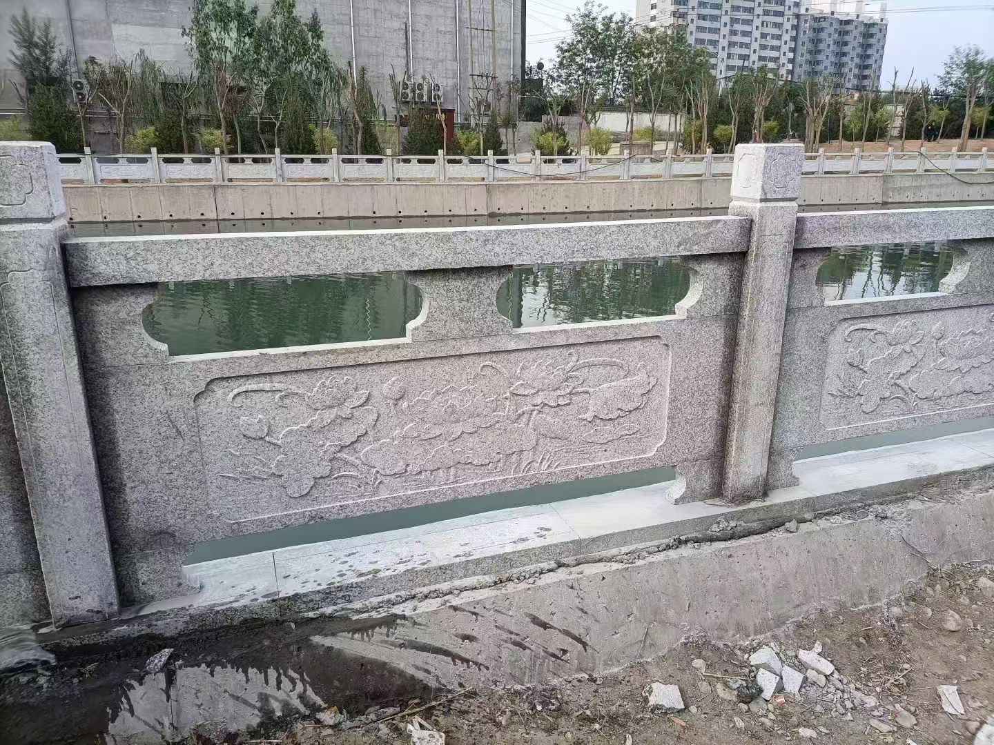 甘肃 芙蓉白大花桥梁、河道，石材栏杆、围栏、护栏