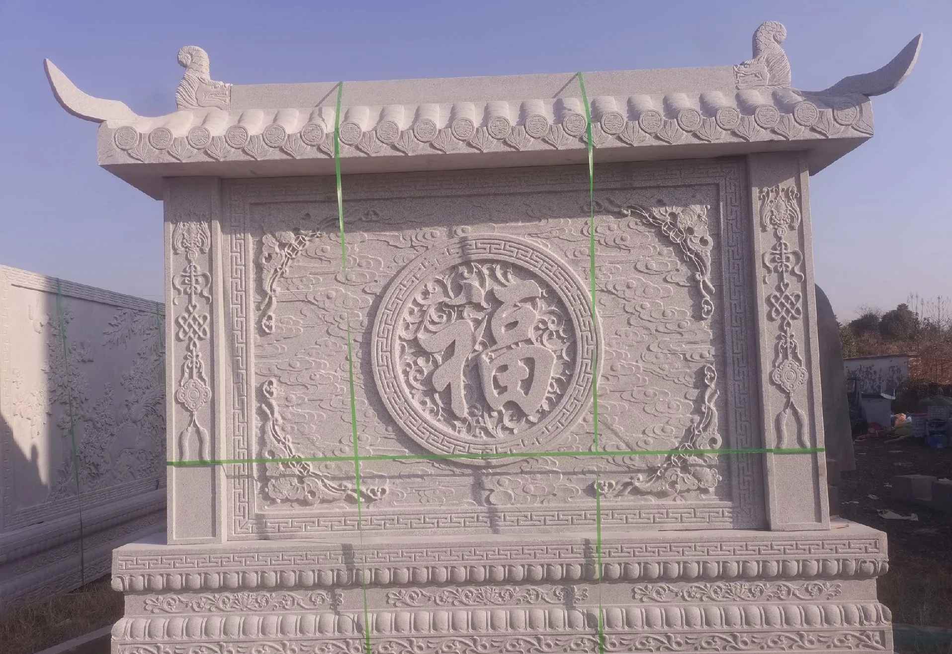 甘肃 芝麻白花岗岩屏风，照壁，影壁
